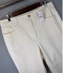 NWT LOFT The Straight High Rise Regular‎ Corduroy Pants Cream Women's Size 32x27